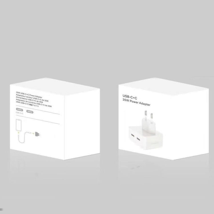 PD 35W 雙USB-C / Type-C埠充電器，適用iPhone / iPad系列，歐盟插頭，歐盟插頭