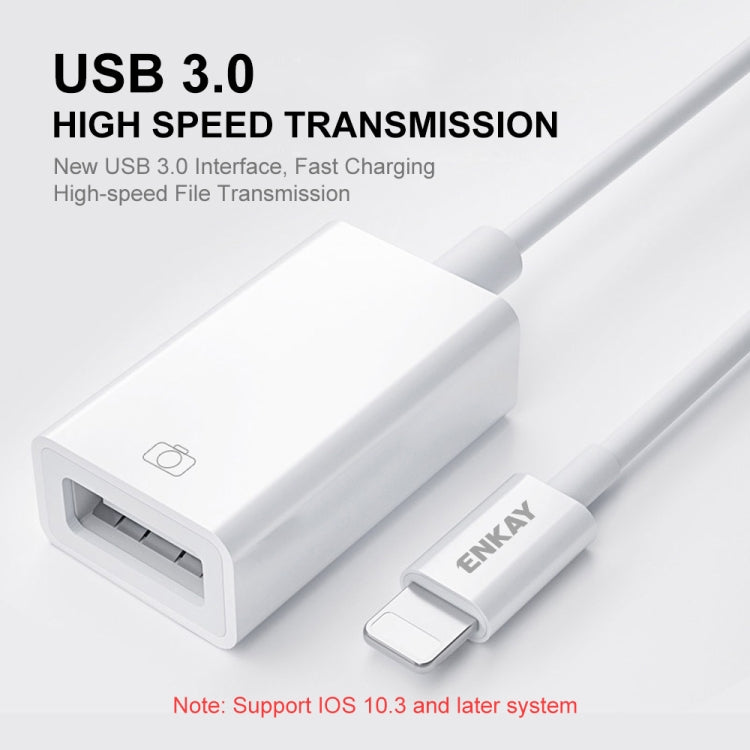 ENKAY ENK-AT108 8 針轉 USB 3.0 OTG 轉接數據線適用於 iPhone / iPad
