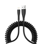 1.5米彈簧伸縮手機快充數據線，USB 轉 8 Pin，USB 轉 Type-C，USB 轉 Micro USB