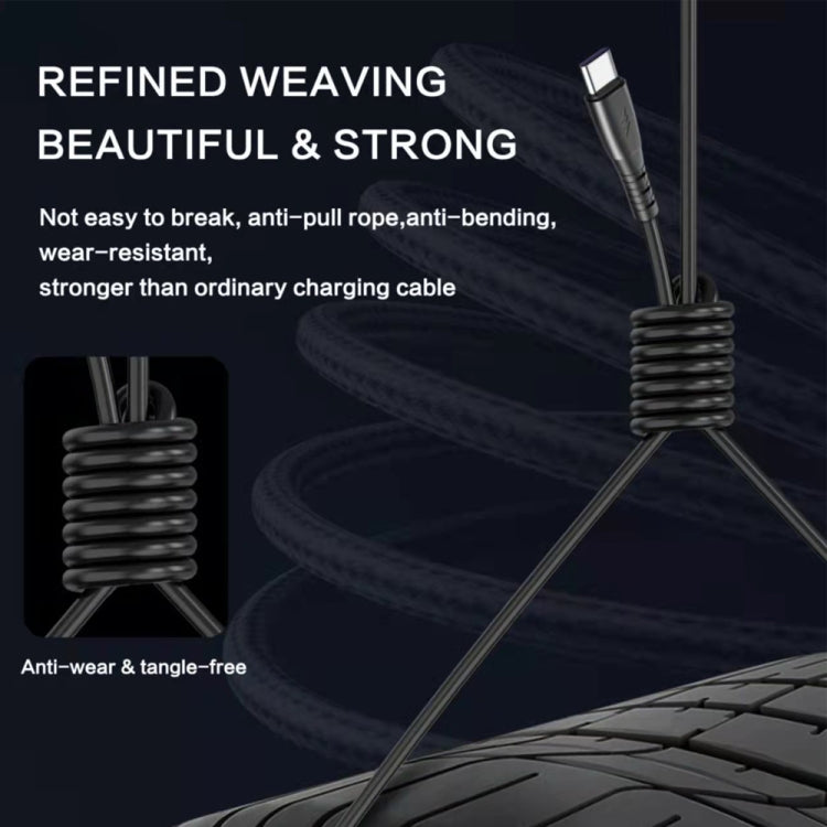 1.5米彈簧伸縮手機快充數據線，USB 轉 8 Pin，USB 轉 Type-C，USB 轉 Micro USB