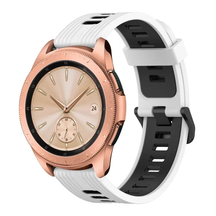 20mm Vertical Pattern Two-Color Silicone Watch Band, For Samsung Galaxy watch 42mm, For Samsung Gear Sport, For Samsung Gear S2 Classic