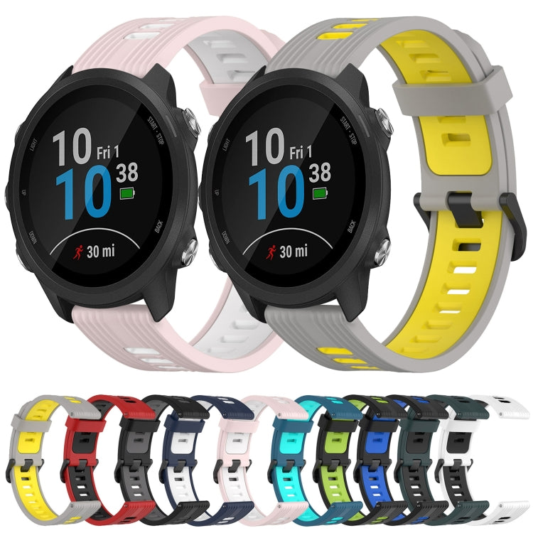 20mm Vertical Pattern Two-Color Silicone Watch Band, For Garmin Forerunner 245 Music, For Garmin Vivoactive 3 Music