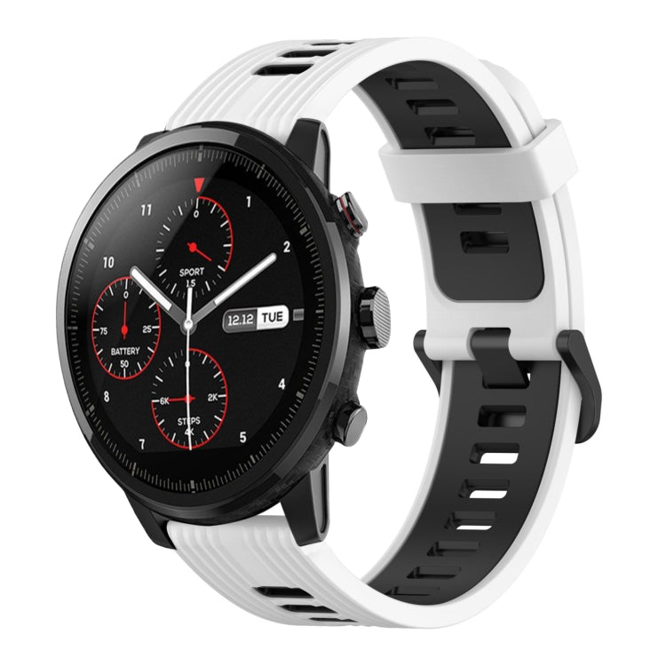 22mm Vertical Pattern Two-Color Silicone Watch Band, For Amazfit 2 Stratos, For  Amazfit Z