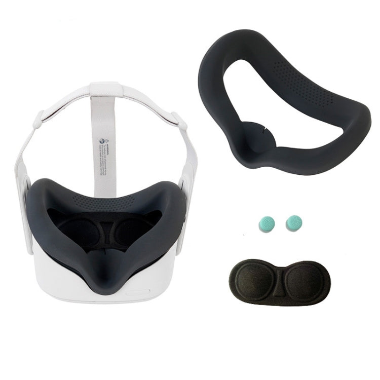 JD-391215 適用於 Oculus Quest2 代 VR 眼罩矽膠套 + 鏡片蓋組合