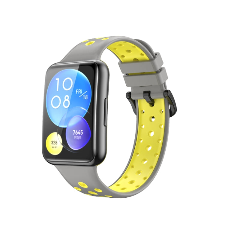 Two-Color Perforated Silicone Watch Band, For Huawei Watch Fit 2