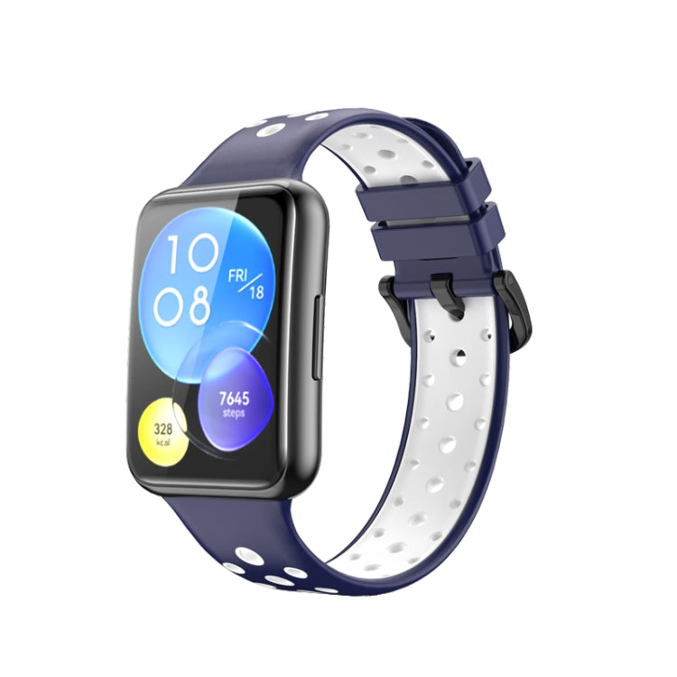 Two-Color Perforated Silicone Watch Band, For Huawei Watch Fit 2