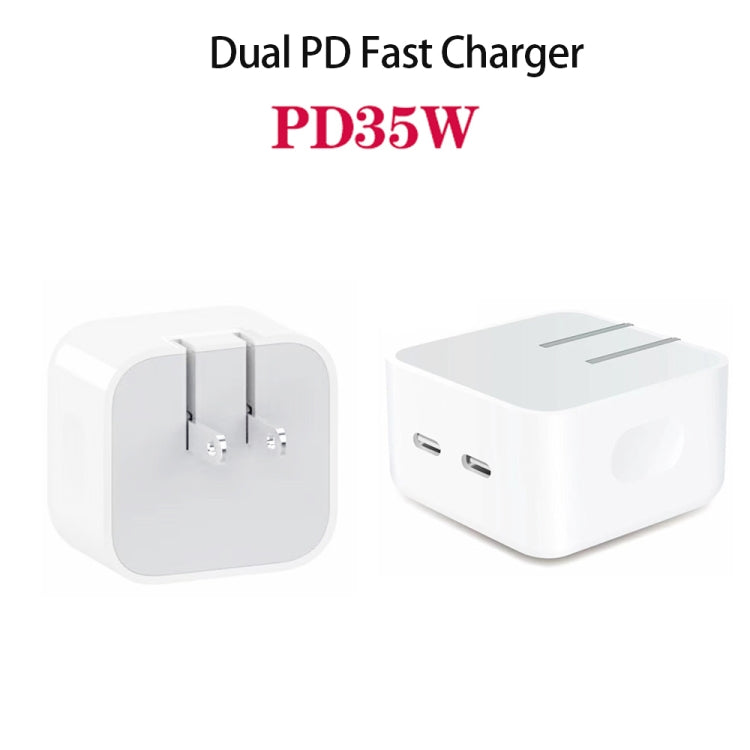 PD 35W 雙USB-C / Type-C埠充電器，適用iPhone / iPad系列，美國插頭，美國插頭