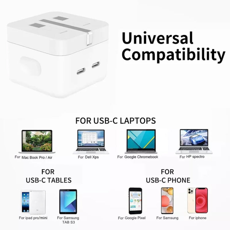 PD 35W 雙USB-C / Type-C埠充電器，適用iPhone / iPad系列，英國插頭，英國插頭