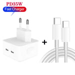PD 35W 雙 USB-C / Type-C 埠充電器，附 Type-C 對 Type-C 數據線，歐洲插頭，歐洲插頭 + 1米雙 Type-C 線，歐洲插頭 + 2米雙 Type-C 線