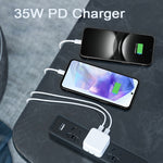PD 35W 雙 USB-C / Type-C 埠充電器，附 Type-C 對 Type-C 數據線，歐洲插頭，歐洲插頭 + 1米雙 Type-C 線，歐洲插頭 + 2米雙 Type-C 線