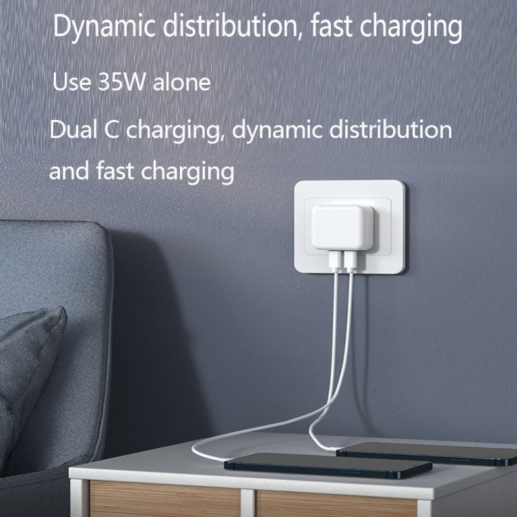 PD 35W 雙 USB-C / Type-C 埠充電器，附 Type-C 對 Type-C 數據線，歐洲插頭，歐洲插頭 + 1米雙 Type-C 線，歐洲插頭 + 2米雙 Type-C 線