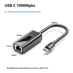 1000Mbps RJ45網卡USB乙太網轉接器，USB 3.0，Type-C