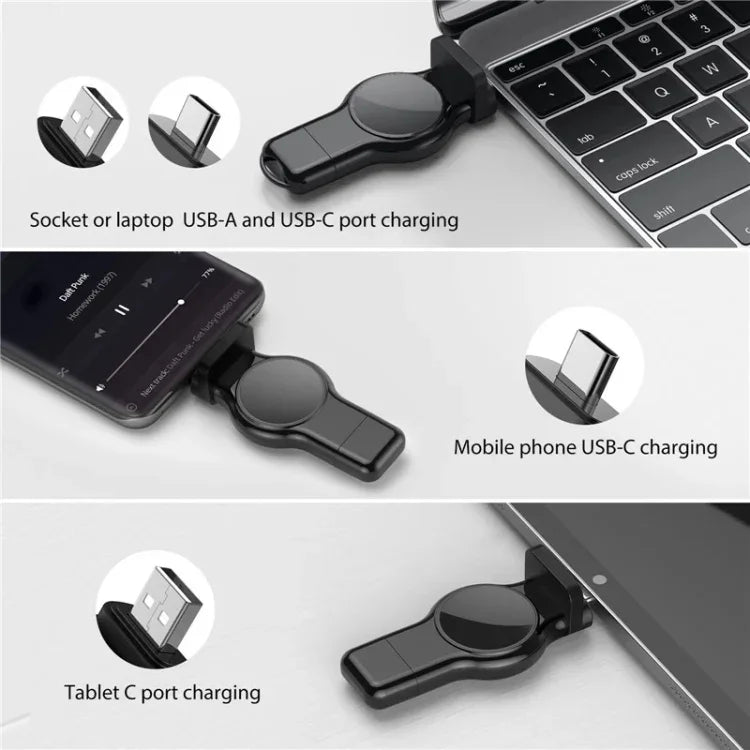 A05 2合1 Type C / USB-C 轉 USB-A 磁吸快速無線充電器，適用於 Apple Watch