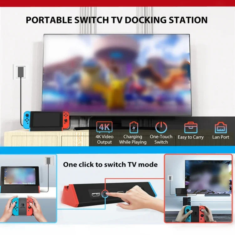 1000Mbs LAN 埠 4K HDMI 轉接器，適用 Nintendo Switch/Switch OLED（LAN 版），LAN 版