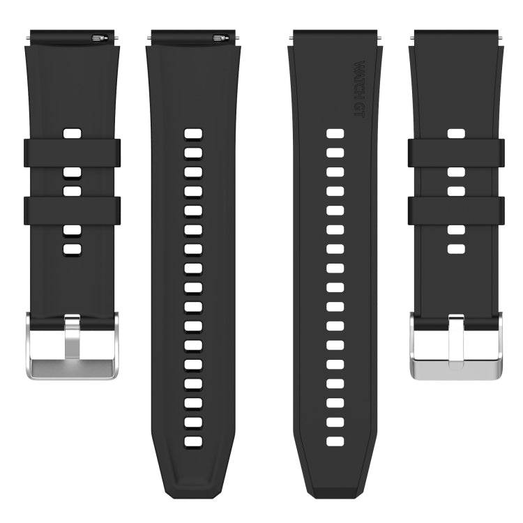 Protruding Head Silicone Strap Silver Buckle, For Huawei  Watch GT Runner 22mm, For Huawei Watch GT3 46mm 22mm, For Huawei Watch 3 / Watch3 Pro 22mm, For Huawei Watch GT2 Pro / GT2e 22mm