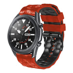 22mm 足球圖案雙色矽膠錶帶，適用 Samsung Galaxy Watch3 45mm，適用 Samsung Galaxy Watch 46mm，適用 Samsung Gear S3 Classic，適用 Samsung Gear S3 Frontier