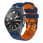 22mm 足球圖案雙色矽膠錶帶，適用 Samsung Galaxy Watch3 45mm，適用 Samsung Galaxy Watch 46mm，適用 Samsung Gear S3 Classic，適用 Samsung Gear S3 Frontier