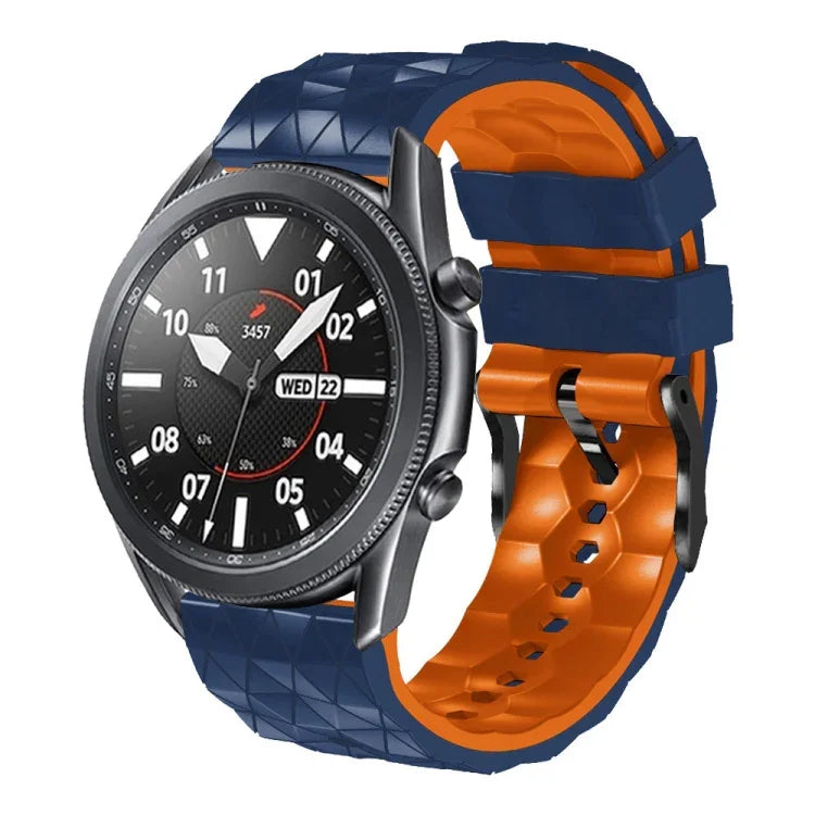 22mm 足球圖案雙色矽膠錶帶，適用 Samsung Galaxy Watch3 45mm，適用 Samsung Galaxy Watch 46mm，適用 Samsung Gear S3 Classic，適用 Samsung Gear S3 Frontier
