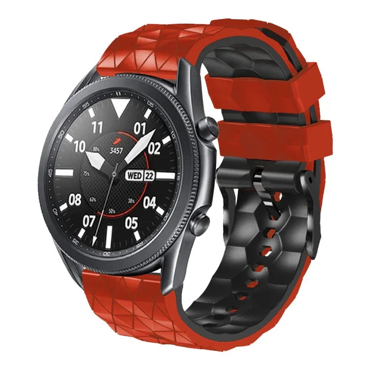 22mm 足球圖案雙色矽膠錶帶，適用 Samsung Galaxy Watch3 45mm，適用 Samsung Galaxy Watch 46mm，適用 Samsung Gear S3 Classic，適用 Samsung Gear S3 Frontier