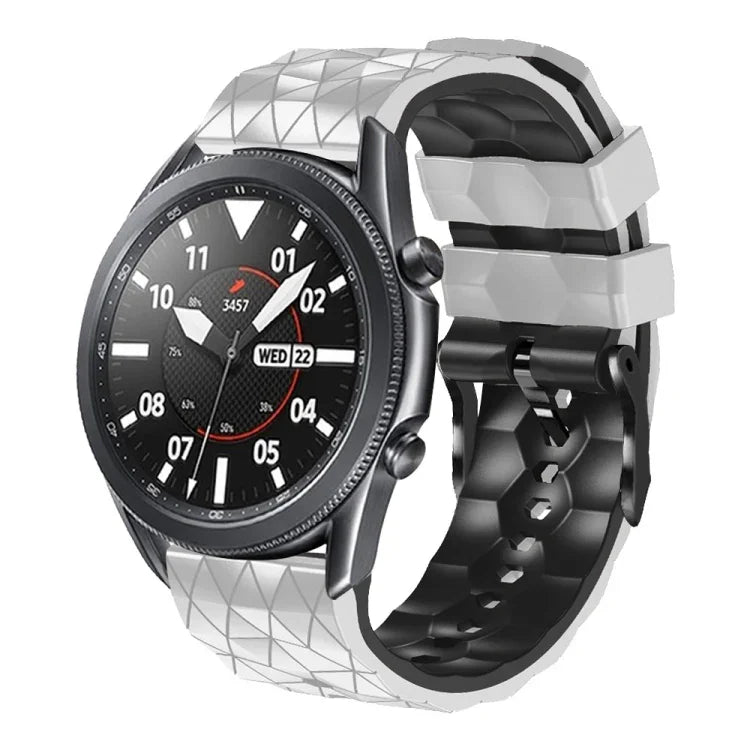22mm 足球圖案雙色矽膠錶帶，適用 Samsung Galaxy Watch3 45mm，適用 Samsung Galaxy Watch 46mm，適用 Samsung Gear S3 Classic，適用 Samsung Gear S3 Frontier