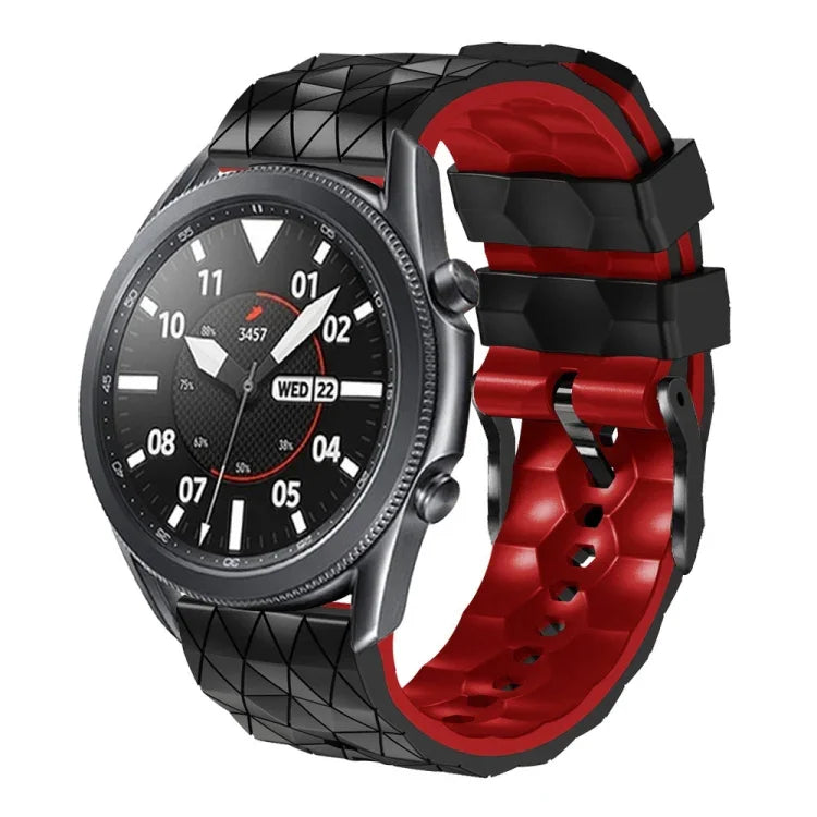 22mm 足球圖案雙色矽膠錶帶，適用 Samsung Galaxy Watch3 45mm，適用 Samsung Galaxy Watch 46mm，適用 Samsung Gear S3 Classic，適用 Samsung Gear S3 Frontier
