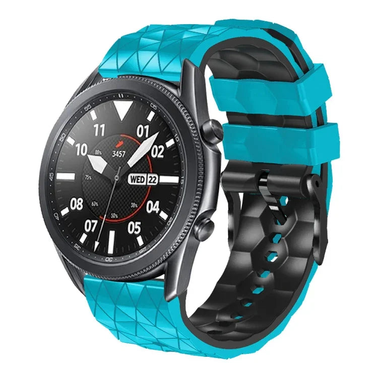 22mm 足球圖案雙色矽膠錶帶，適用 Samsung Galaxy Watch3 45mm，適用 Samsung Galaxy Watch 46mm，適用 Samsung Gear S3 Classic，適用 Samsung Gear S3 Frontier