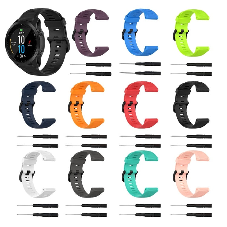 For Garmin Forerunner945 / fenix5 Plus / Approach S60 Monochrome Silicone Watch Band, Black, White, Orange, Pink, Red, Lake Blue, Grey, Blue, Lime, Purple, midnight blue