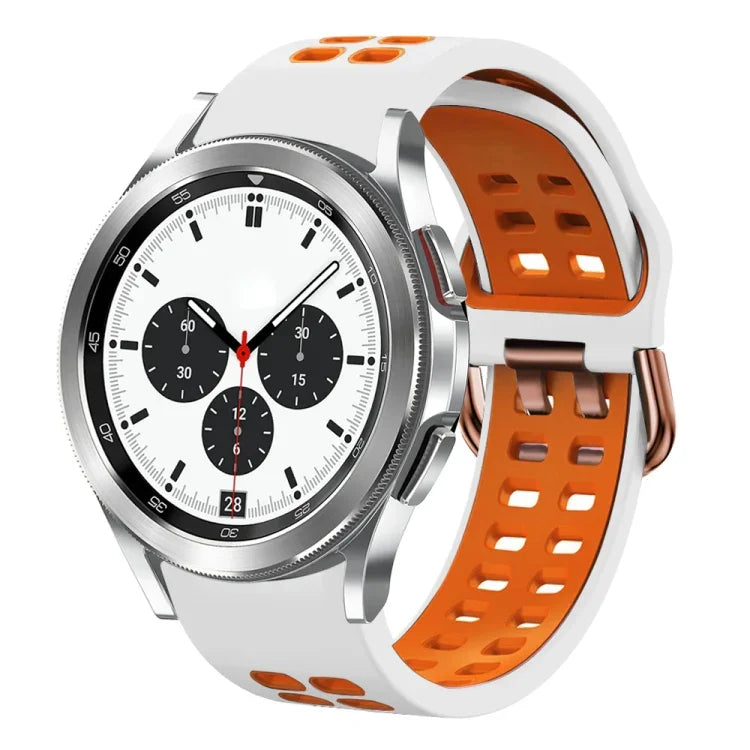 20mm 透氣雙色矽膠錶帶，適用於 Samsung Galaxy Watch 4 Classic 42mm，適用於 Galaxy Watch Active 2
