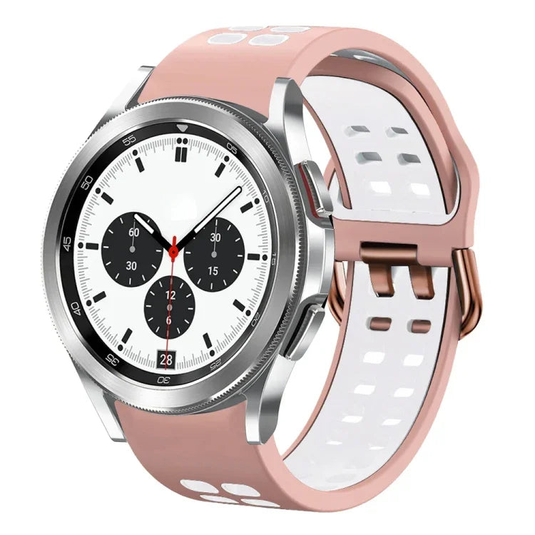 20mm Breathable Two-Color Silicone Watch Band, For Samsung Galaxy Watch 4 Classic 42mm, For Galaxy Watch Active 2