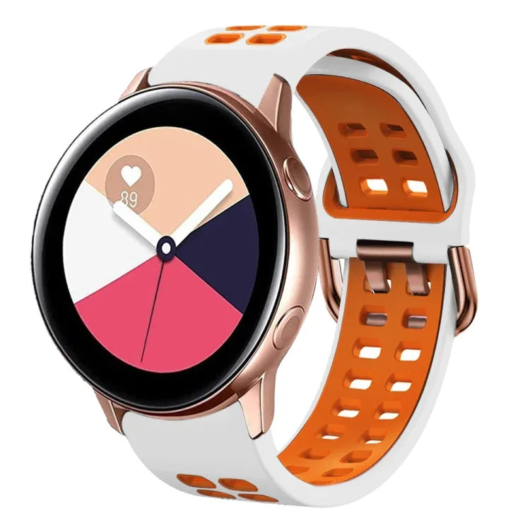20mm Breathable Two-Color Silicone Watch Band, For Samsung Galaxy Watch 4 Classic 42mm, For Galaxy Watch Active 2