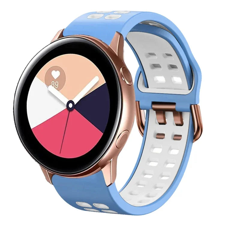 20mm Breathable Two-Color Silicone Watch Band, For Samsung Galaxy Watch 4 Classic 42mm, For Galaxy Watch Active 2