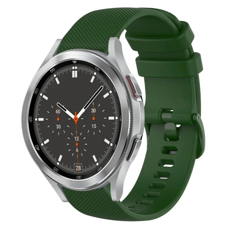 20mm Plaid Solid Color Silicone Watch Band, For Samsung Galaxy Watch4 44mm, For Samsung Galaxy Watch4 Classic 46mm, For Samsung Galaxy Watch4 Classic 42mm, For Samsung Galaxy Watch Active 2