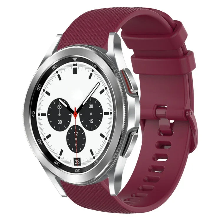 20mm Plaid Solid Color Silicone Watch Band, For Samsung Galaxy Watch4 44mm, For Samsung Galaxy Watch4 Classic 46mm, For Samsung Galaxy Watch4 Classic 42mm, For Samsung Galaxy Watch Active 2