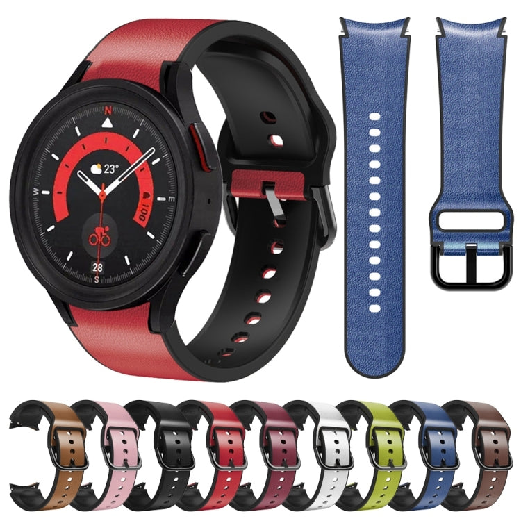 20mm 矽膠黏合皮革錶帶，適用於 Samsung Galaxy Watch 5 40mm，Samsung Galaxy Watch 5 44mm，Samsung Galaxy Watch 5 Pro 45mm，Samsung Galaxy Watch 4 40mm，Samsung Galaxy Watch 4 44mm