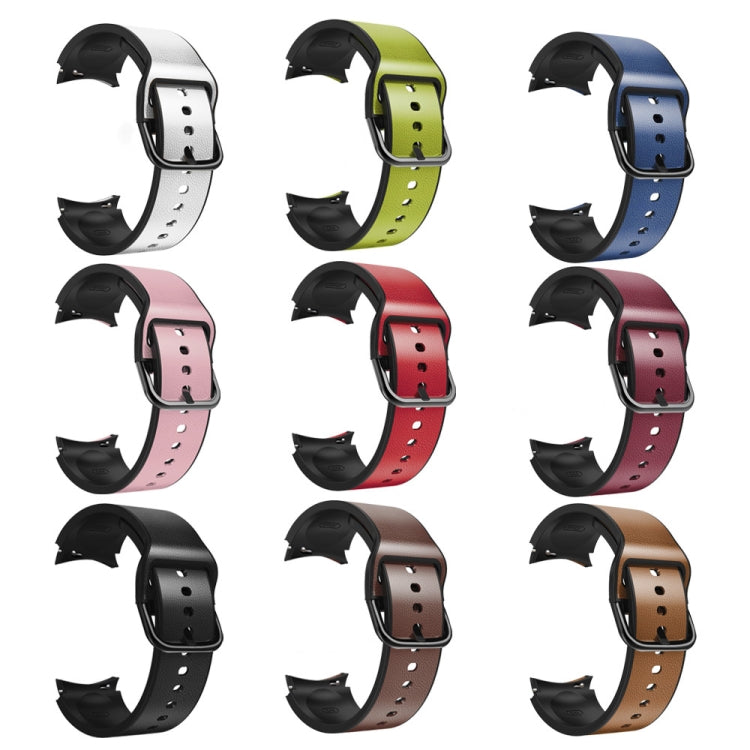 20mm 矽膠黏合皮革錶帶，適用於 Samsung Galaxy Watch 5 40mm，Samsung Galaxy Watch 5 44mm，Samsung Galaxy Watch 5 Pro 45mm，Samsung Galaxy Watch 4 40mm，Samsung Galaxy Watch 4 44mm