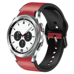20mm Silicone Adhesive Leather Watch Band, For Samsung Galaxy Watch 4 Classic 46mm, For Samsung Galaxy Watch 4 Classic 42mm, For Samsung Galaxy Watch Active 2