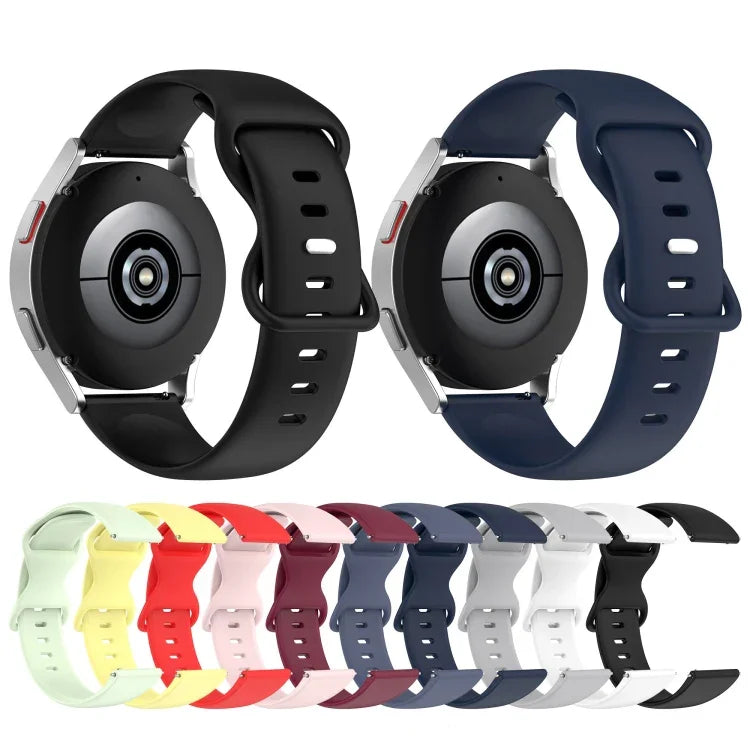 20mm 蝴蝶扣純色矽膠錶帶，適用於Samsung Galaxy Watch 4 44mm，適用於Samsung Galaxy Watch 4 Classic 46mm，適用於Samsung Galaxy Watch 4 Classic 42mm，適用於Samsung Galaxy Watch Active 2