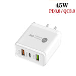 45W PD3.0 + 2 x QC3.0 USB 多埠充電器，附 Type-C 對 Type-C 線，美國插頭，美國插頭 + Type-C 對 Type-C 線