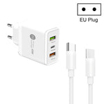 45W PD3.0 + 2 x QC3.0 USB 多埠充電器，附 Type-C 對 Type-C 線，歐洲插頭，歐洲插頭 + Type-C 對 Type-C 線