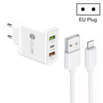45W PD25W + 2 x QC3.0 USB 多埠充電器，附 USB 轉 8 Pin 線，歐規插頭，歐規插頭 + USB 轉 8 Pin 線