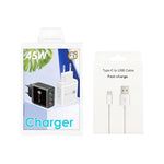 45W PD25W + 2 x QC3.0 USB 多埠充電器，附 USB 對 Type-C 線，歐洲插頭，歐洲插頭 + USB 對 Type-C 線