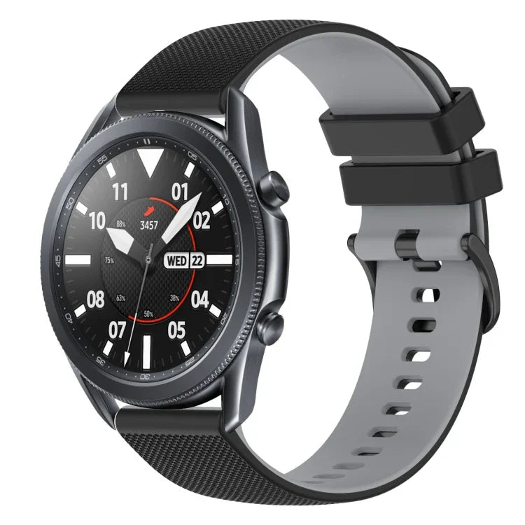 22mm 格子雙色矽膠錶帶，適用於 Samsung Galaxy Watch3 45mm，適用於 Samsung Galaxy Watch 46mm，適用於 Samsung Gear S3 Classic，適用於 Samsung Gear S3 Frontier