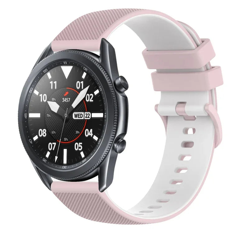 22mm 格子雙色矽膠錶帶，適用於 Samsung Galaxy Watch3 45mm，適用於 Samsung Galaxy Watch 46mm，適用於 Samsung Gear S3 Classic，適用於 Samsung Gear S3 Frontier