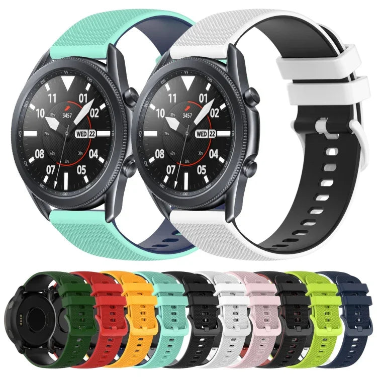 22mm 格子雙色矽膠錶帶，適用於 Samsung Galaxy Watch3 45mm，適用於 Samsung Galaxy Watch 46mm，適用於 Samsung Gear S3 Classic，適用於 Samsung Gear S3 Frontier