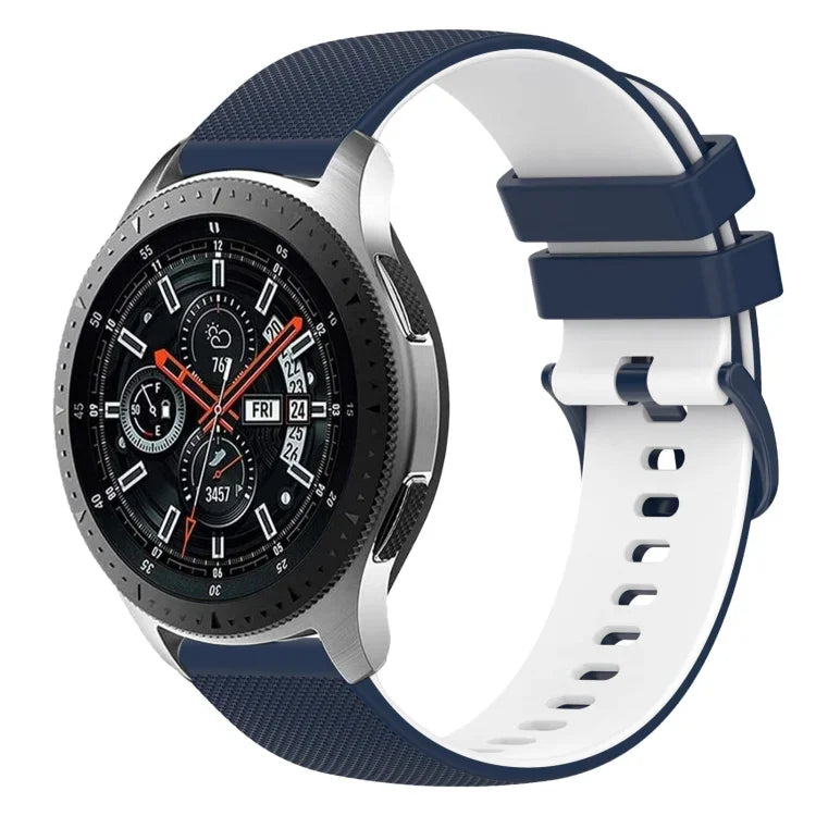 22mm 格子雙色矽膠錶帶，適用於 Samsung Galaxy Watch3 45mm，適用於 Samsung Galaxy Watch 46mm，適用於 Samsung Gear S3 Classic，適用於 Samsung Gear S3 Frontier