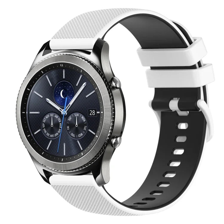 22mm 格子雙色矽膠錶帶，適用於 Samsung Galaxy Watch3 45mm，適用於 Samsung Galaxy Watch 46mm，適用於 Samsung Gear S3 Classic，適用於 Samsung Gear S3 Frontier