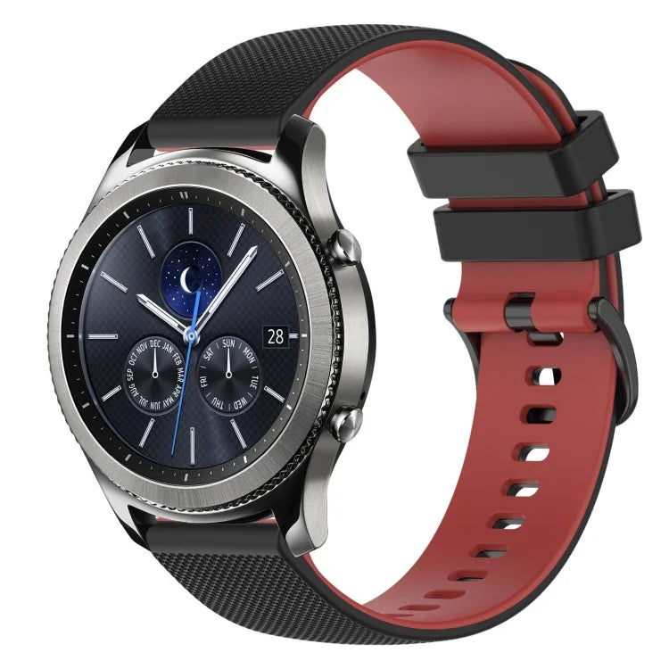22mm 格子雙色矽膠錶帶，適用於 Samsung Galaxy Watch3 45mm，適用於 Samsung Galaxy Watch 46mm，適用於 Samsung Gear S3 Classic，適用於 Samsung Gear S3 Frontier