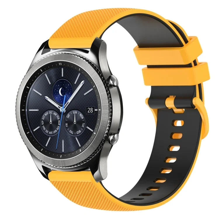 22mm 格子雙色矽膠錶帶，適用於 Samsung Galaxy Watch3 45mm，適用於 Samsung Galaxy Watch 46mm，適用於 Samsung Gear S3 Classic，適用於 Samsung Gear S3 Frontier