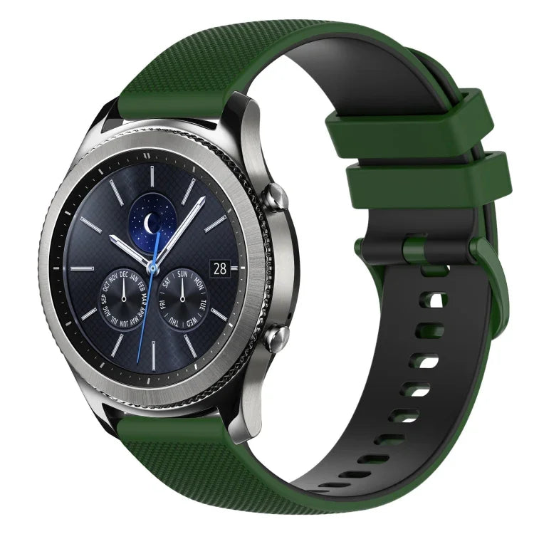 22mm 格子雙色矽膠錶帶，適用於 Samsung Galaxy Watch3 45mm，適用於 Samsung Galaxy Watch 46mm，適用於 Samsung Gear S3 Classic，適用於 Samsung Gear S3 Frontier