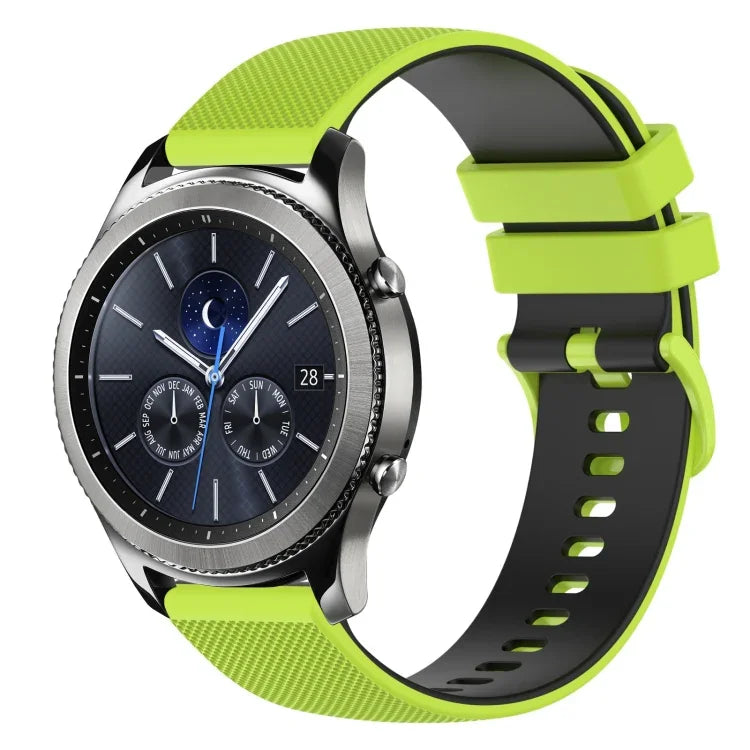 22mm 格子雙色矽膠錶帶，適用於 Samsung Galaxy Watch3 45mm，適用於 Samsung Galaxy Watch 46mm，適用於 Samsung Gear S3 Classic，適用於 Samsung Gear S3 Frontier
